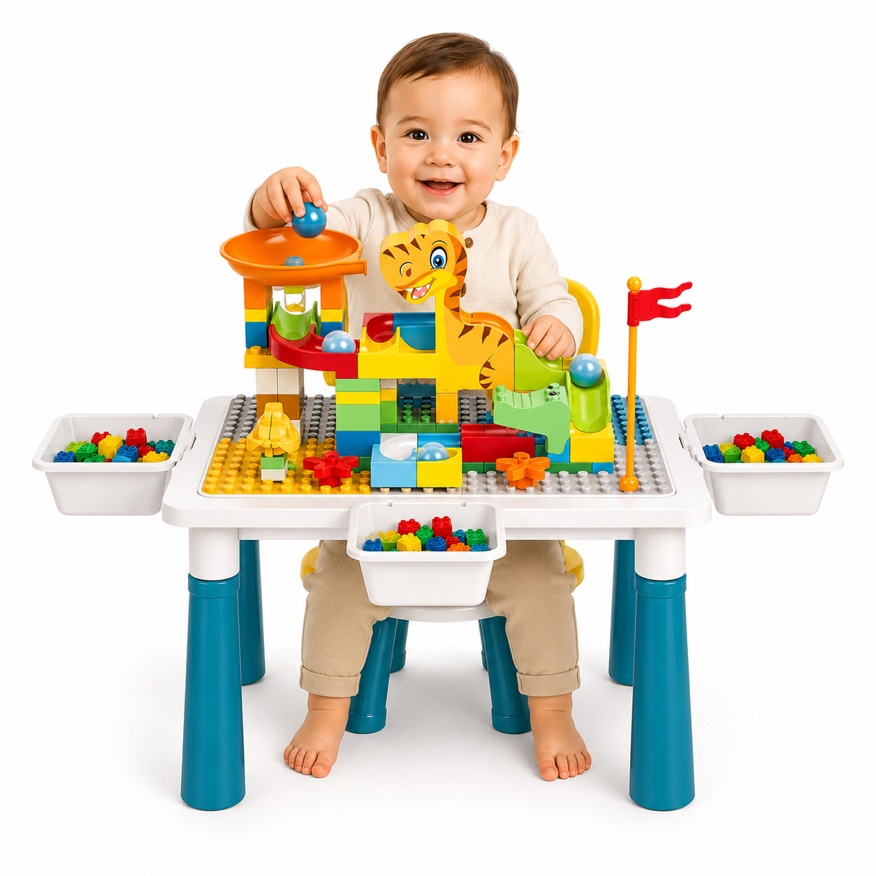 Mesa Didáctica 6 en 1 con Silla y Bloques para Niños |Bluekids 1