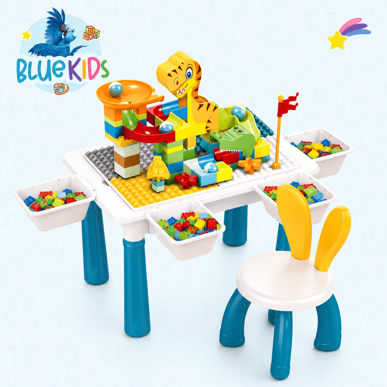 Mesa Didáctica 6 en 1 con Silla y Bloques para Niños |Bluekids 2