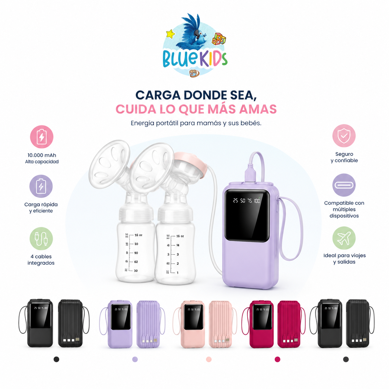 Power Bank 10000mah Carga Rápida Para Extractores de leche portátiles. 2
