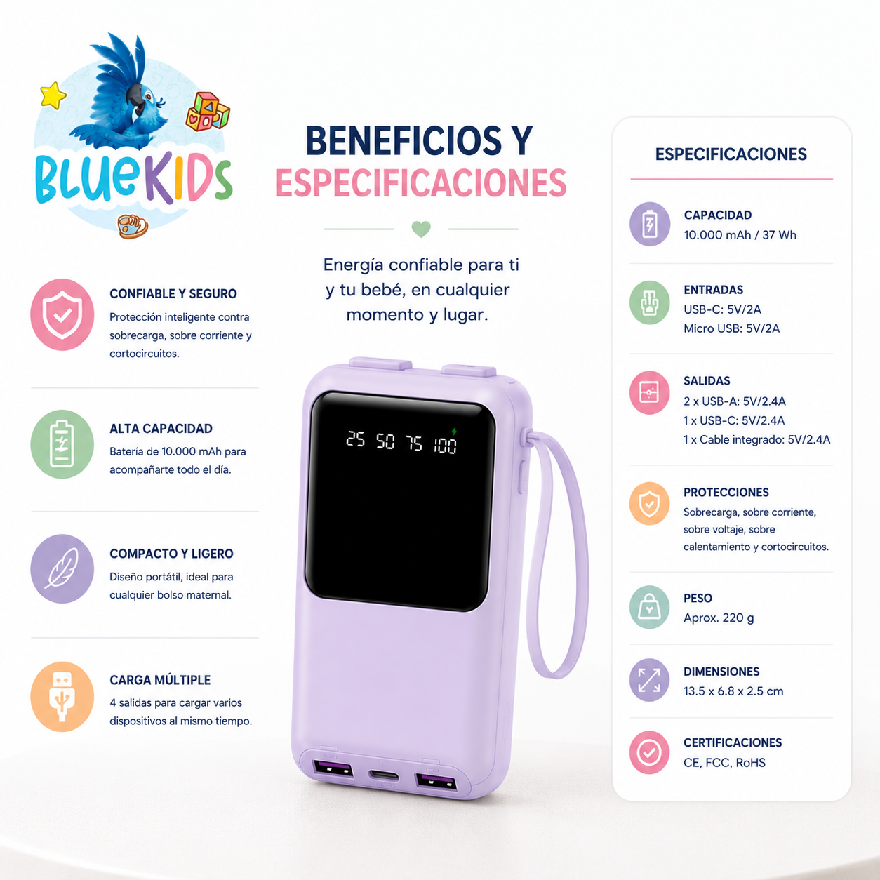 Power Bank 10000mah Carga Rápida Para Extractores de leche portátiles. 9