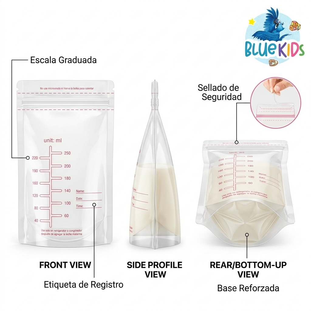 Pack 30 Bolsas Para Leche Materna 250ml Doble Cierre BPA 8