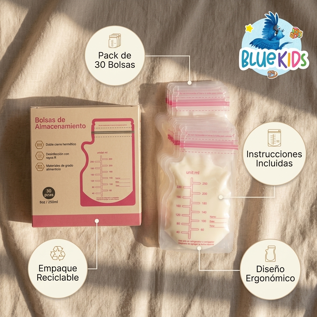Pack 30 Bolsas Para Leche Materna 250ml Doble Cierre BPA 9