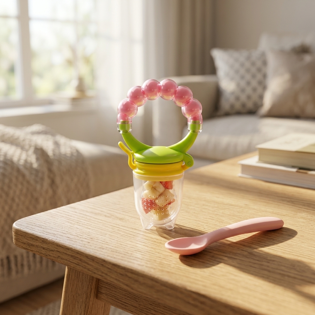 Chupete De Silicona Para Frutas Y Verdura Con Sonajero Bebes 5