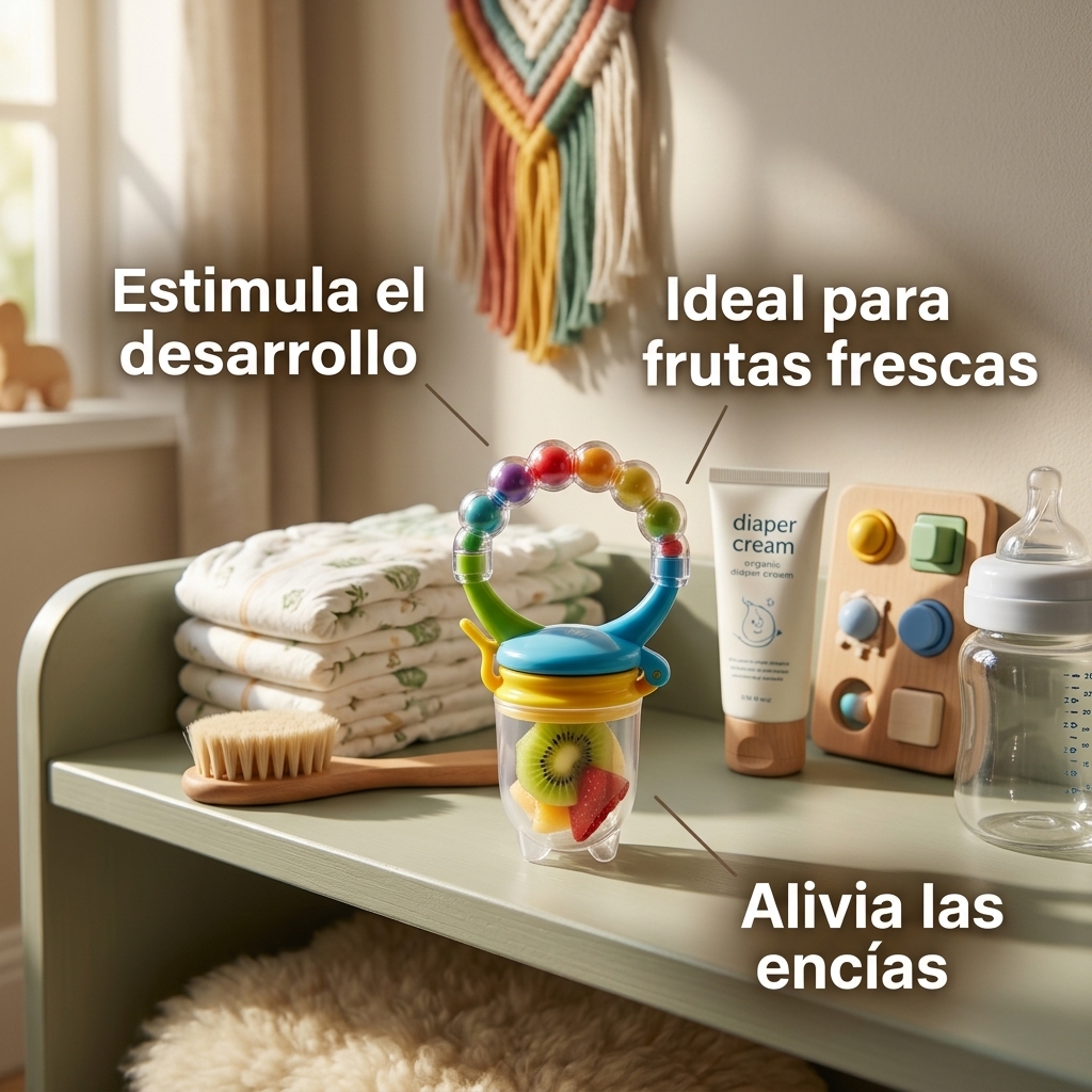 Chupete De Silicona Para Frutas Y Verdura Con Sonajero Bebes 7