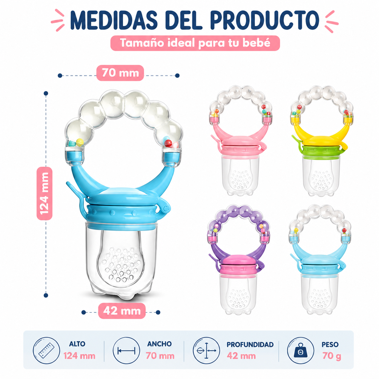 Chupete De Silicona Para Frutas Y Verdura Con Sonajero Bebes 2