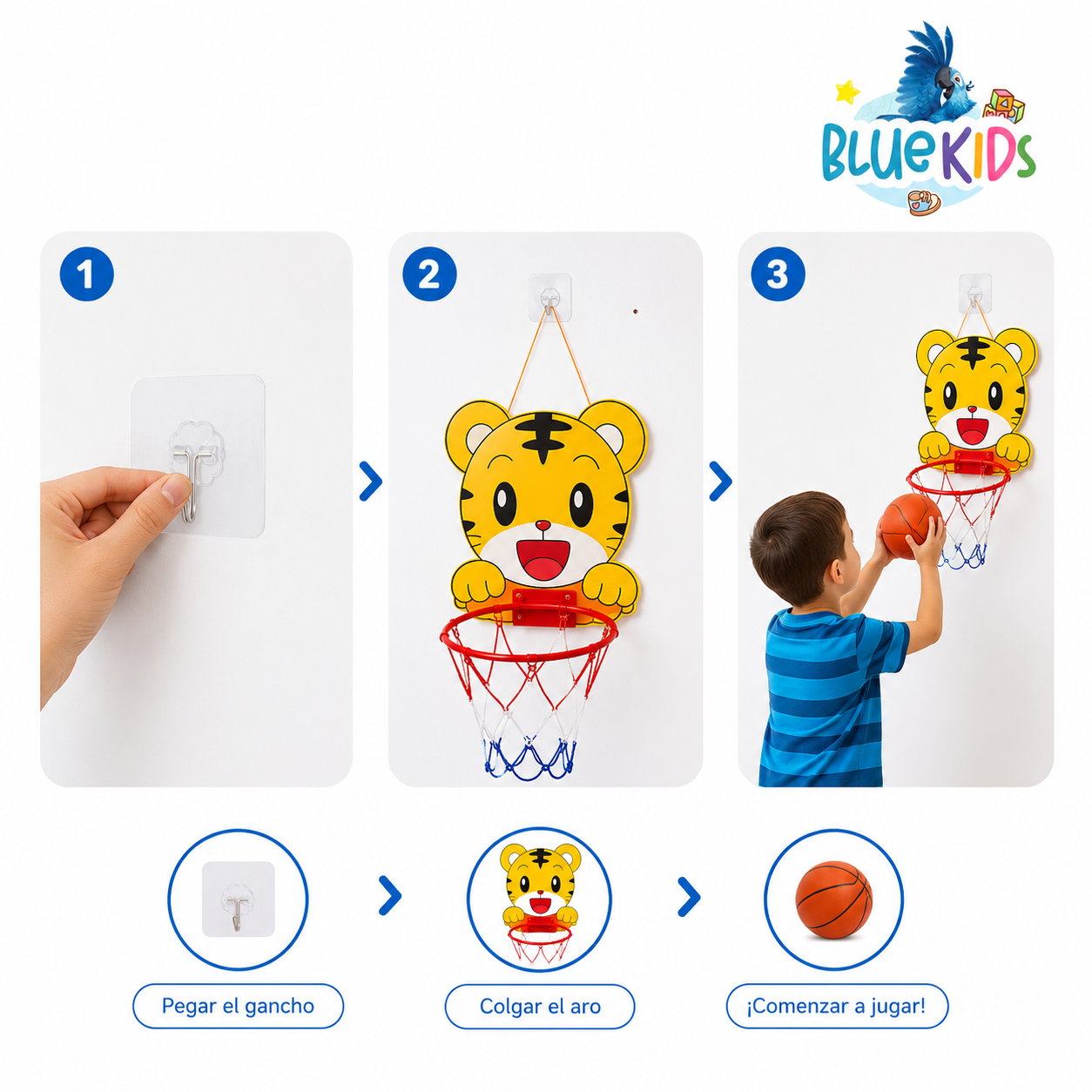 Aro De Basquet Para Niños Con Pelota Y Bomba Infantil Animales 5