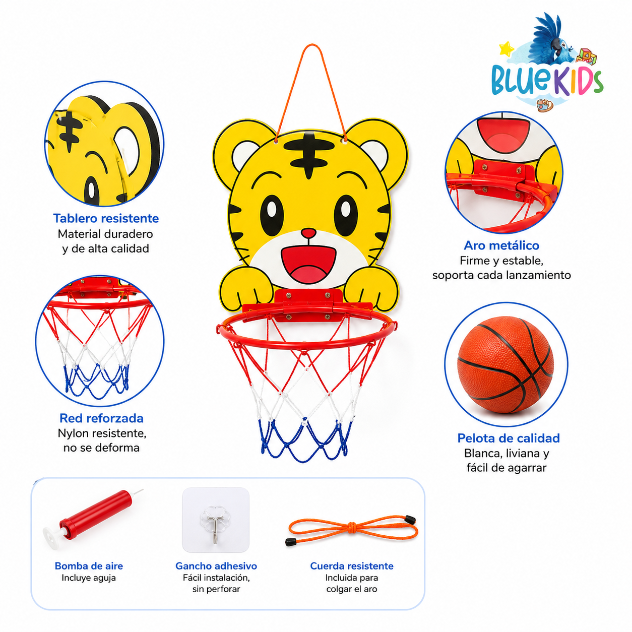 Aro De Basquet Para Niños Con Pelota Y Bomba Infantil Animales 9