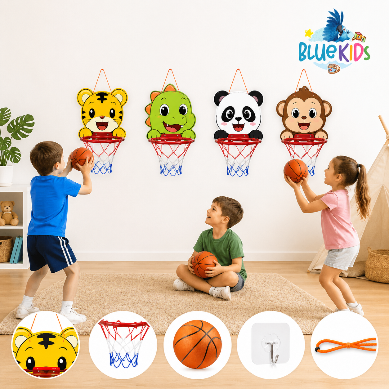 Aro De Basquet Para Niños Con Pelota Y Bomba Infantil Animales 10