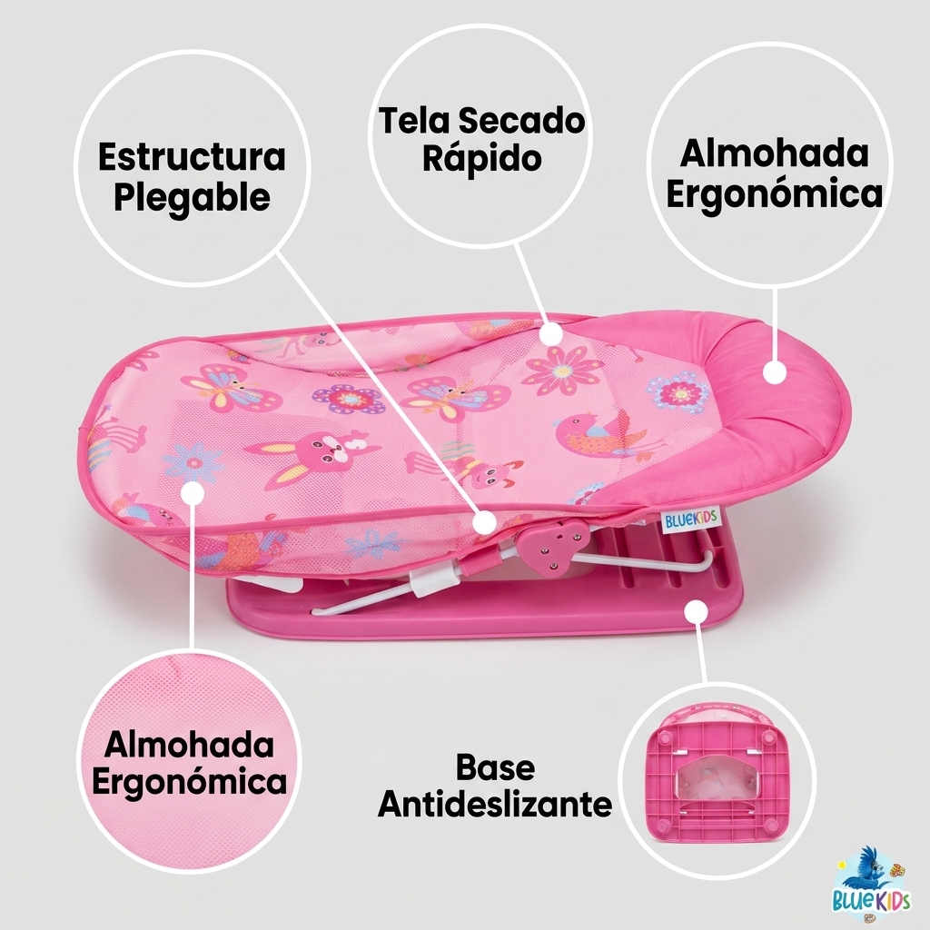 Silla Asiento Baño Bebe Plegable Reclinable Tina Antideslizante 2