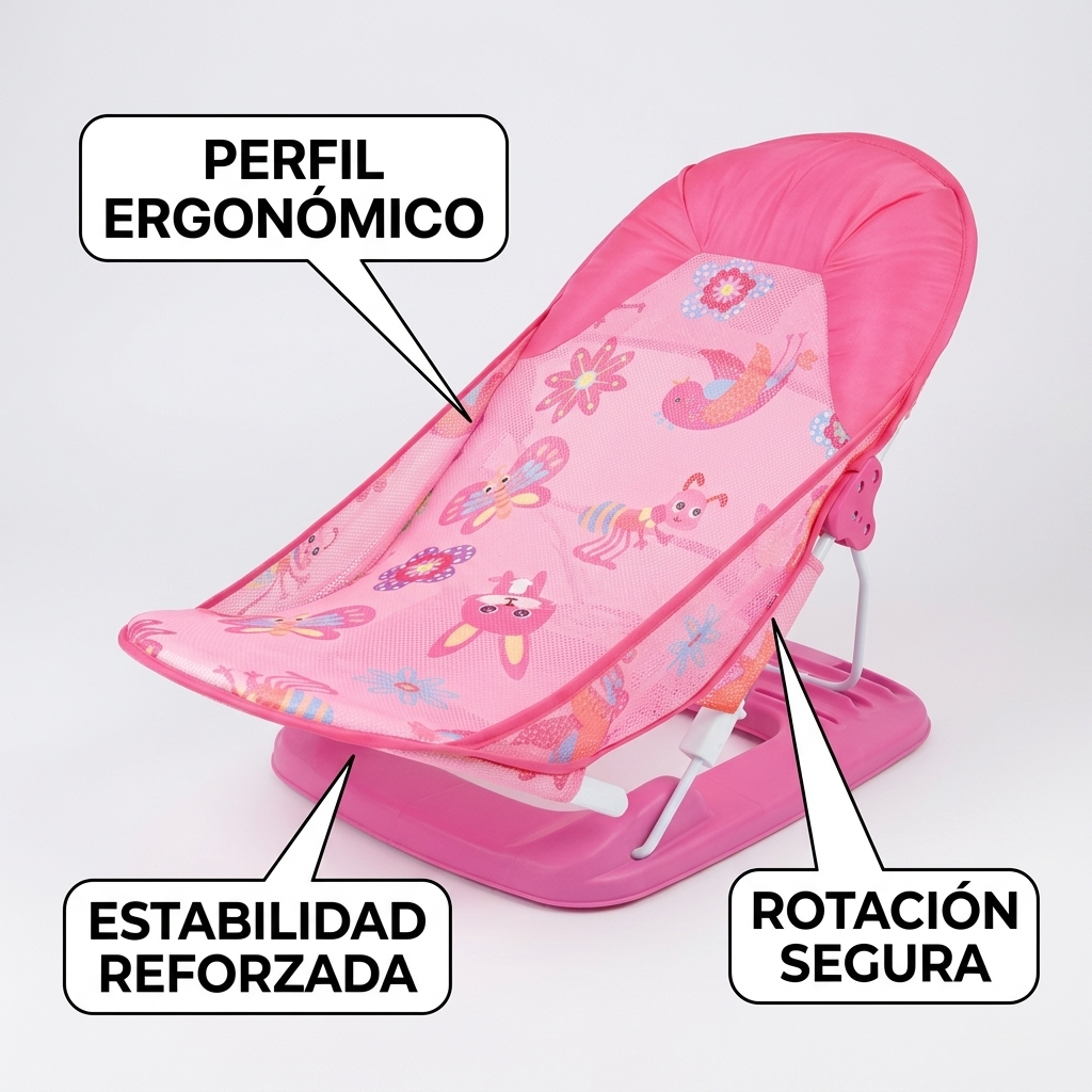 Silla Asiento Baño Bebe Plegable Reclinable Tina Antideslizante 8