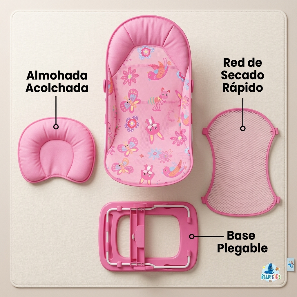 Silla Asiento Baño Bebe Plegable Reclinable Tina Antideslizante 9