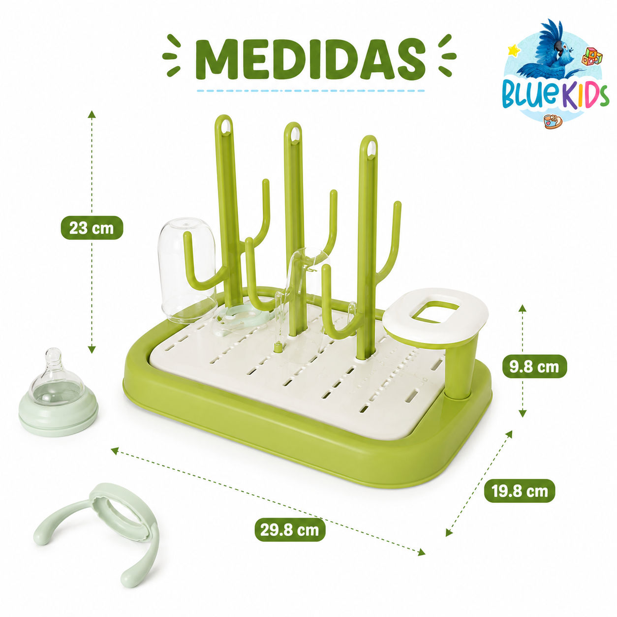 Escurridor de Mamaderas y Biberones Desmontable con Bandeja de Drenaje|Organizador para Accesorios de Bebé 2