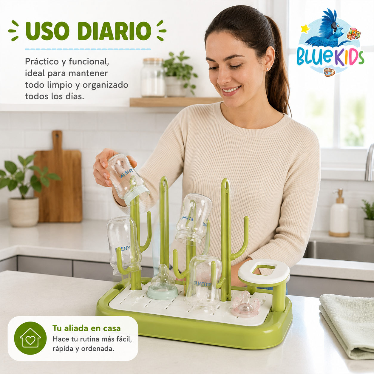 Escurridor de Mamaderas y Biberones Desmontable con Bandeja de Drenaje|Organizador para Accesorios de Bebé 6