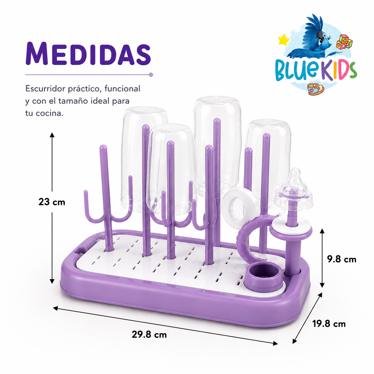 Escurridor de Mamaderas y Biberones Desmontable con Bandeja de Drenaje|Organizador para Accesorios de Bebé 12