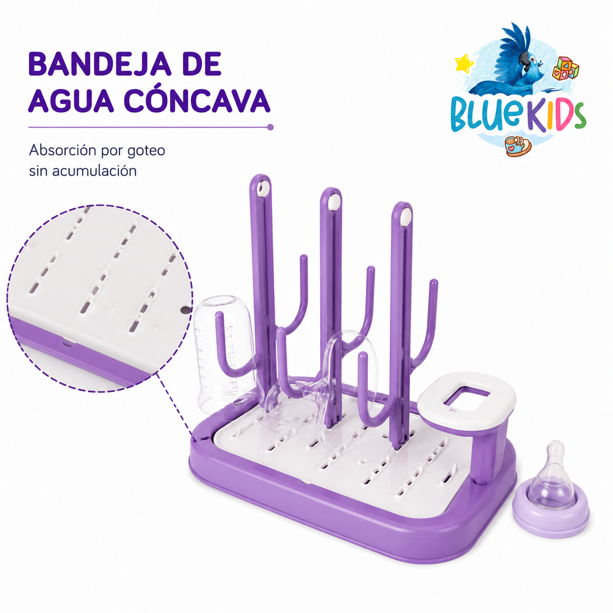 Escurridor de Mamaderas y Biberones Desmontable con Bandeja de Drenaje|Organizador para Accesorios de Bebé 14