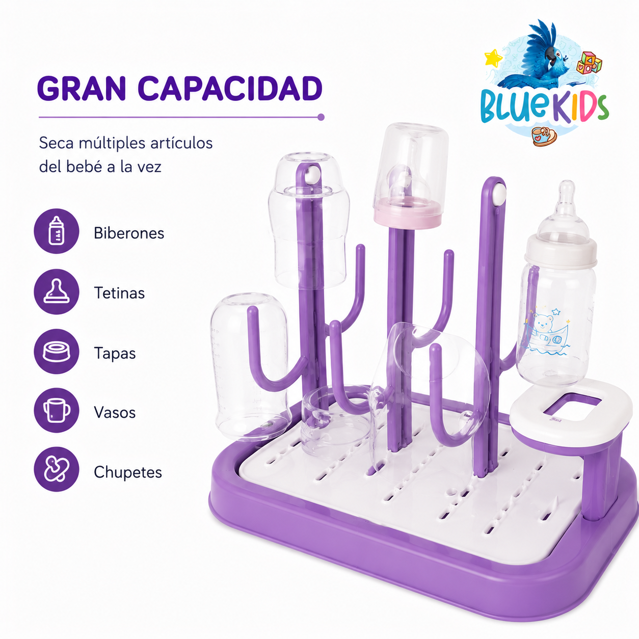 Escurridor de Mamaderas y Biberones Desmontable con Bandeja de Drenaje|Organizador para Accesorios de Bebé 15