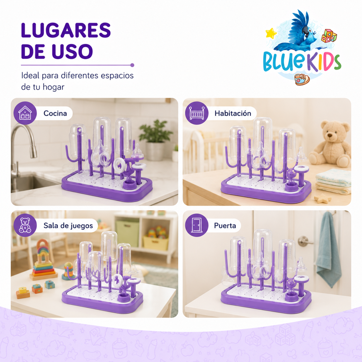 Escurridor de Mamaderas y Biberones Desmontable con Bandeja de Drenaje|Organizador para Accesorios de Bebé 18