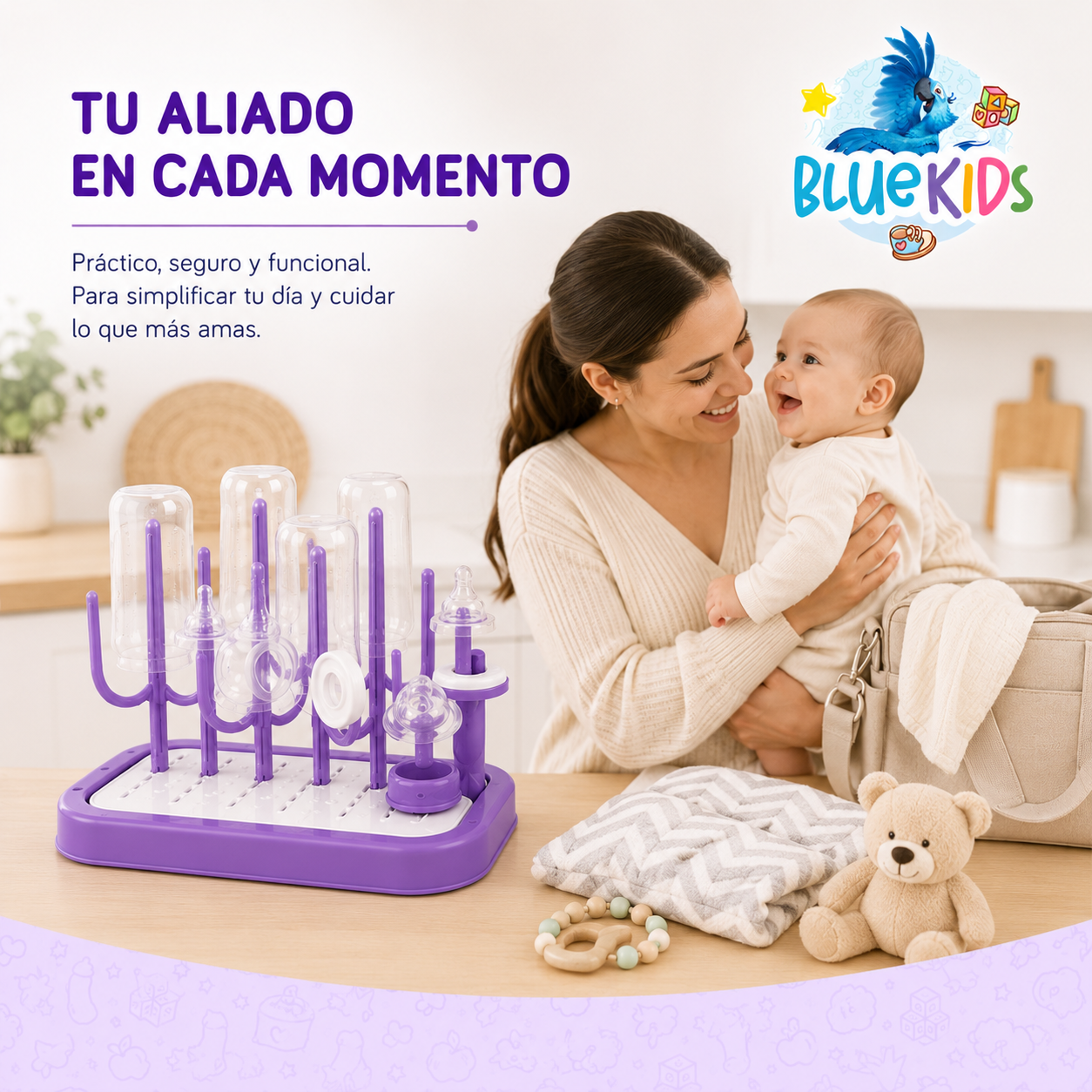 Escurridor de Mamaderas y Biberones Desmontable con Bandeja de Drenaje|Organizador para Accesorios de Bebé 20