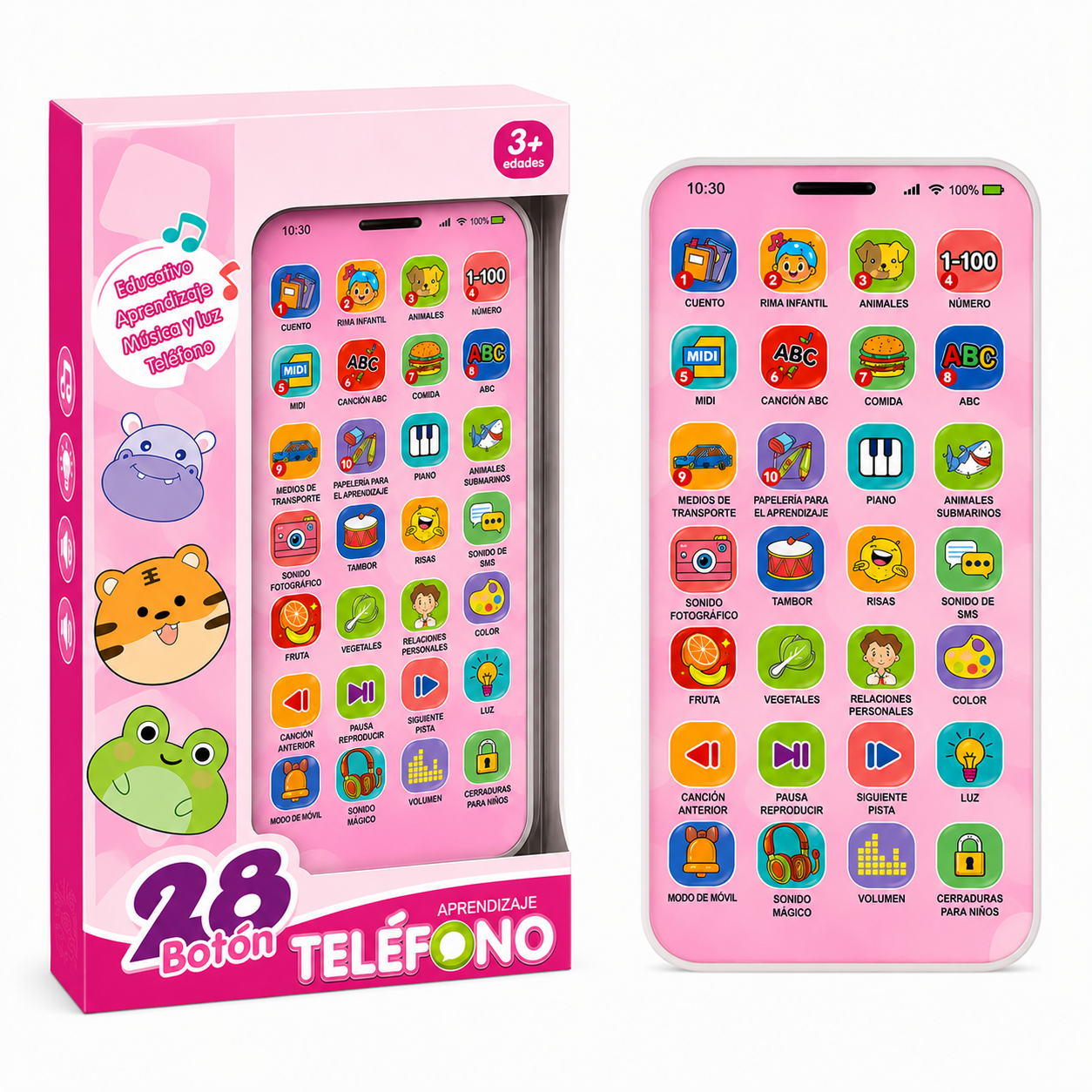 Telefono Didactico Infantil Interactivo 28 Botones Luz Sonido Musica USB 2