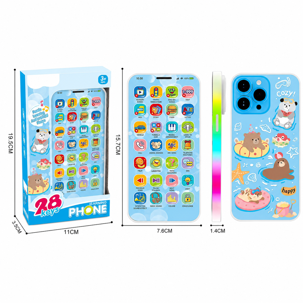 Telefono Didactico Infantil Interactivo 28 Botones Luz Sonido Musica USB 11