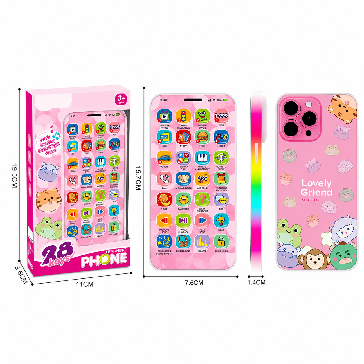 Telefono Didactico Infantil Interactivo 28 Botones Luz Sonido Musica USB 12