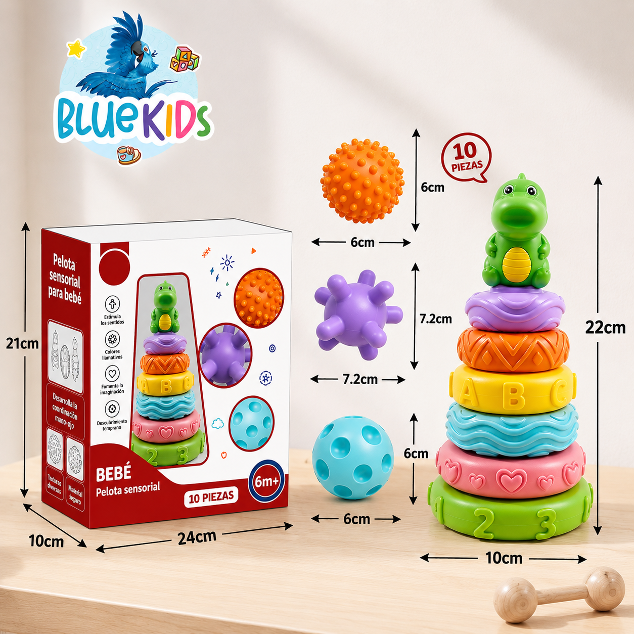 Juguete Apilable Silicona Montessori Bebe Dinosaurio 4