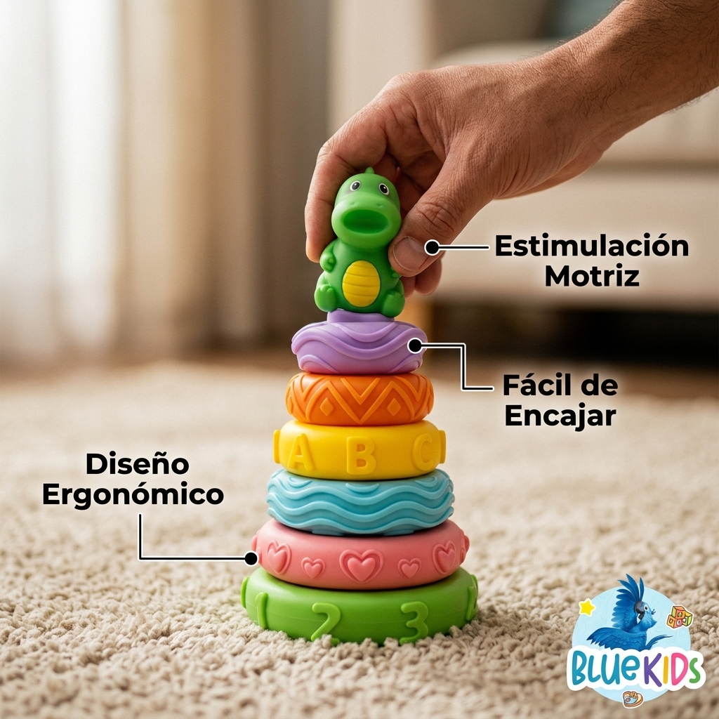 Juguete Apilable Silicona Montessori Bebe Dinosaurio 5