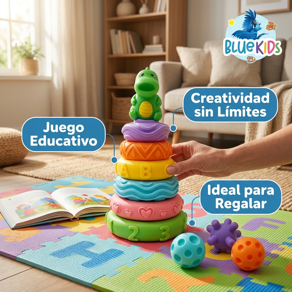 Juguete Apilable Silicona Montessori Bebe Dinosaurio 6