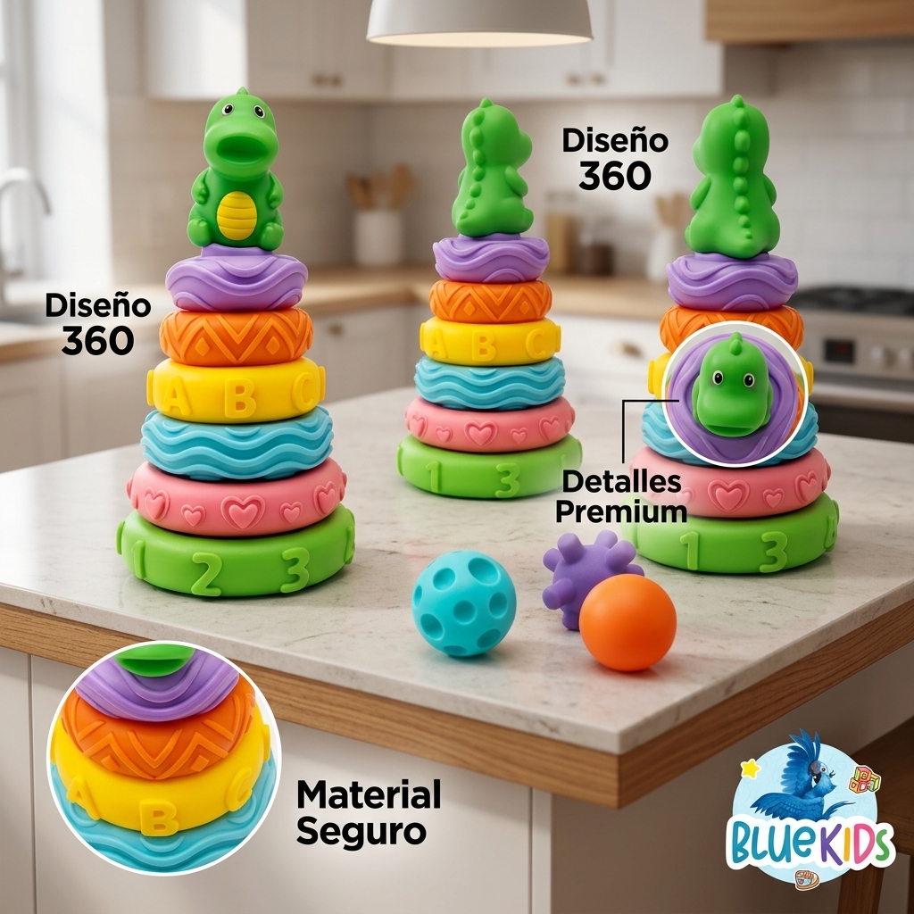 Juguete Apilable Silicona Montessori Bebe Dinosaurio 7