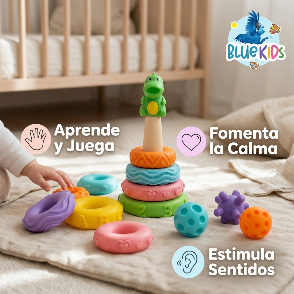 Juguete Apilable Silicona Montessori Bebe Dinosaurio 9