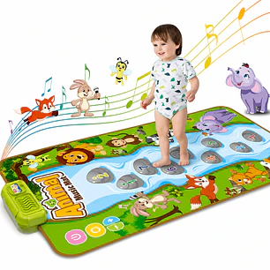 Alfombra Tapete Musical Bebé Interactiva Animales Piano 80x50 cm