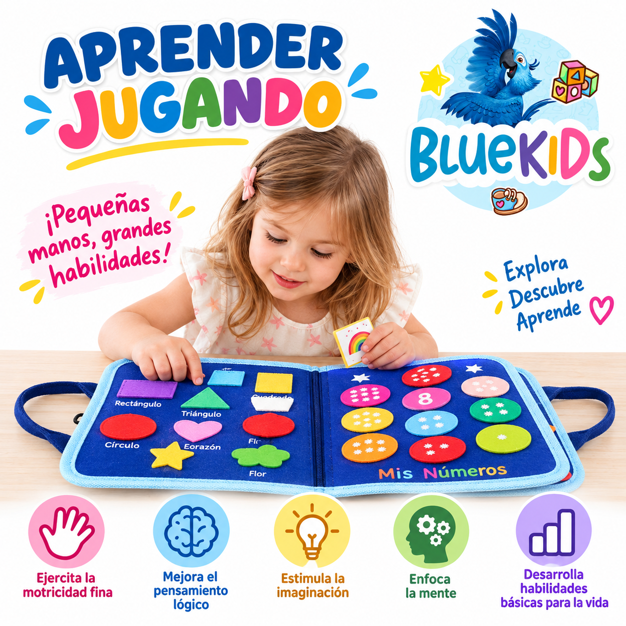 LIBRO SENSORIAL Y DIDÁCTICO DE TELA – JUGUETE EDUCATIVO DE ACTIVIDADES Y MOTRICIDAD FINA 2
