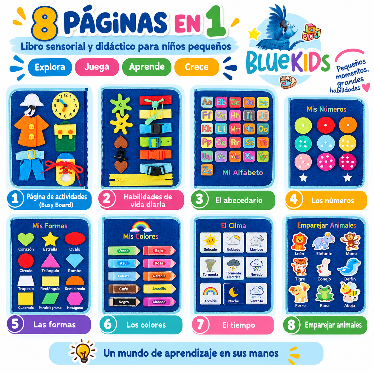 LIBRO SENSORIAL Y DIDÁCTICO DE TELA – JUGUETE EDUCATIVO DE ACTIVIDADES Y MOTRICIDAD FINA 5