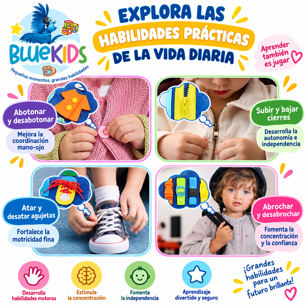 LIBRO SENSORIAL Y DIDÁCTICO DE TELA – JUGUETE EDUCATIVO DE ACTIVIDADES Y MOTRICIDAD FINA 7