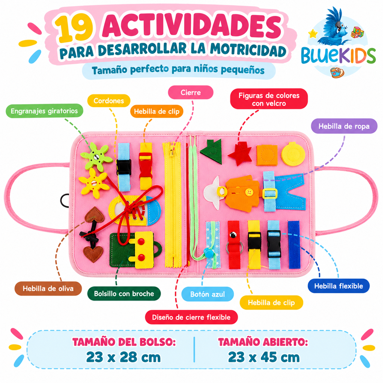 LIBRO SENSORIAL Y DIDÁCTICO DE TELA – JUGUETE EDUCATIVO DE ACTIVIDADES Y MOTRICIDAD FINA 11