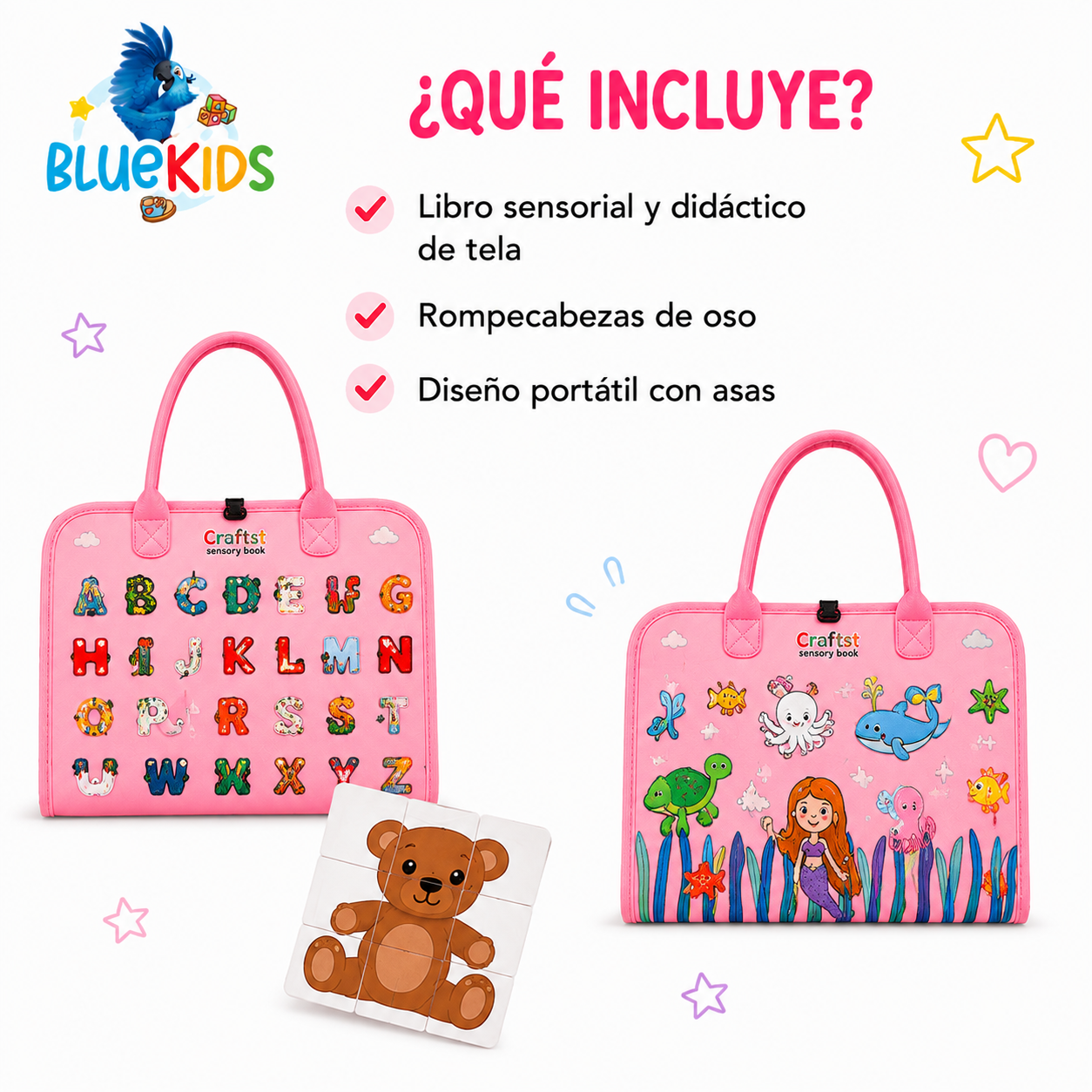 LIBRO SENSORIAL Y DIDÁCTICO DE TELA – JUGUETE EDUCATIVO DE ACTIVIDADES Y MOTRICIDAD FINA 13