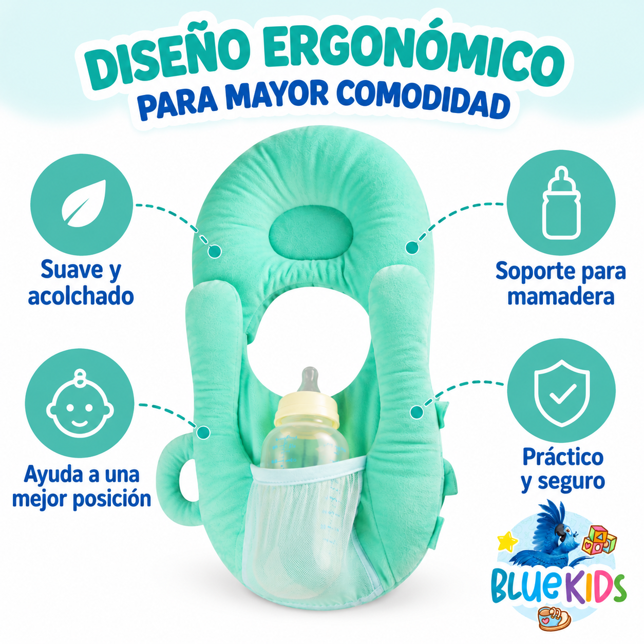 Cojin De Alimentacion Para Bebe Con Soporte Para Mamadera 4