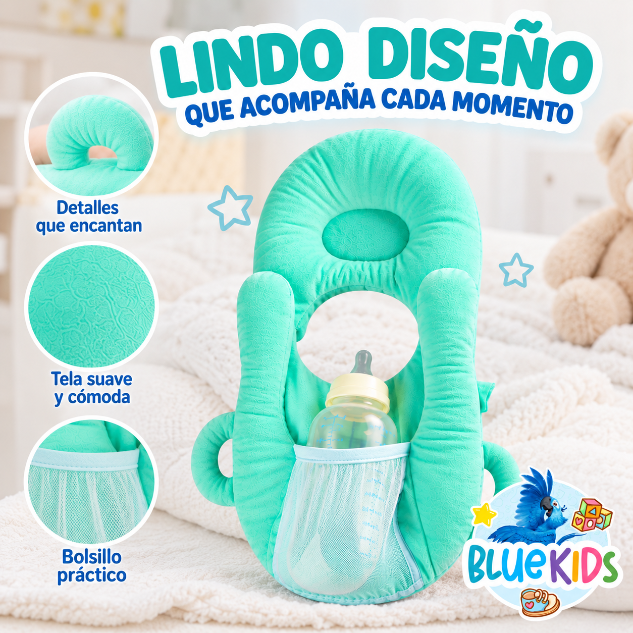 Cojin De Alimentacion Para Bebe Con Soporte Para Mamadera 9