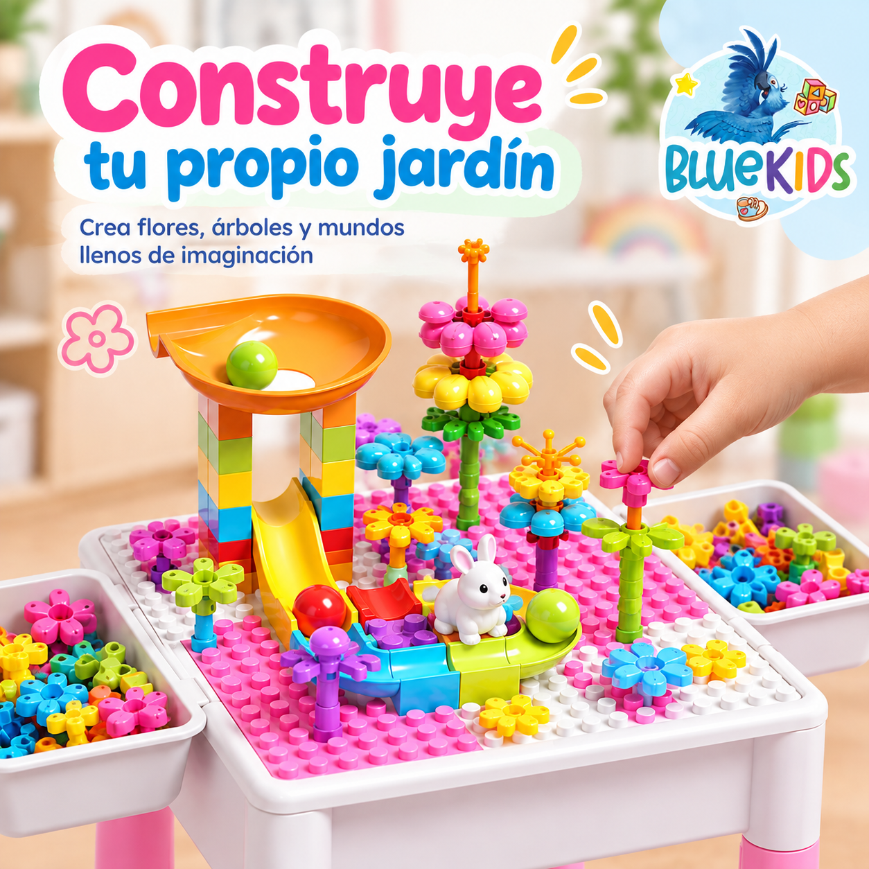 Mesa Didáctica Infantil con Silla y Bloques para Niña | Bluekids 7