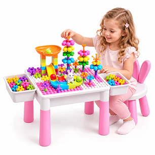 Mesa Didáctica Infantil con Silla y Bloques para Niña | Bluekids