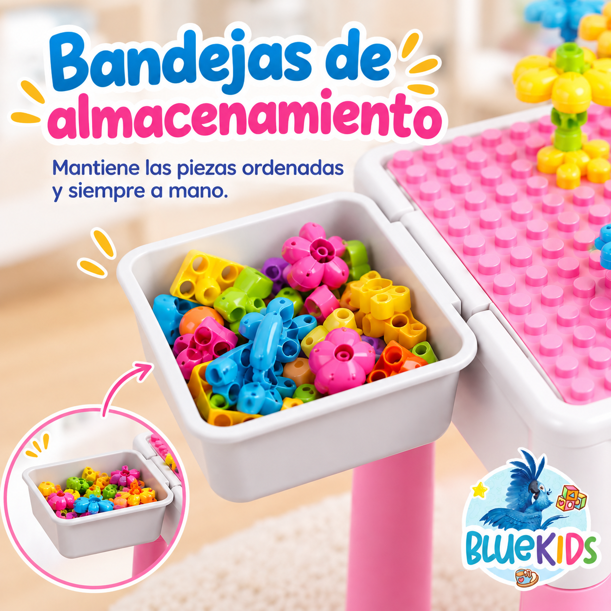 Mesa Didáctica Infantil con Silla y Bloques para Niña | Bluekids 8