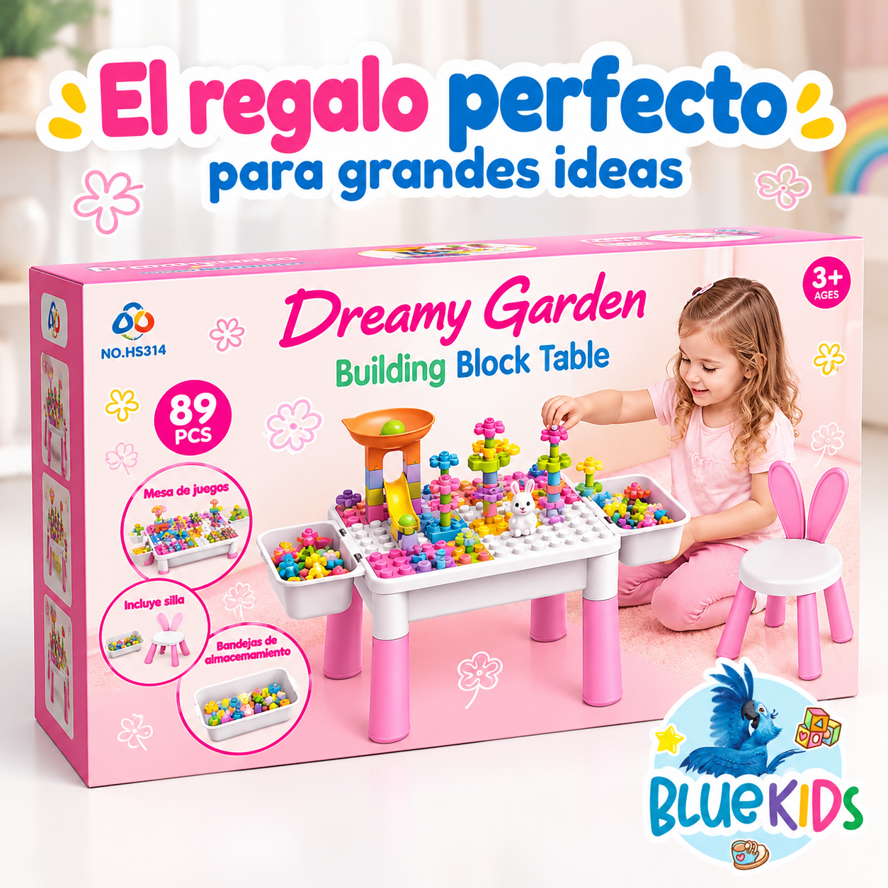 Mesa Didáctica Infantil con Silla y Bloques para Niña | Bluekids 10