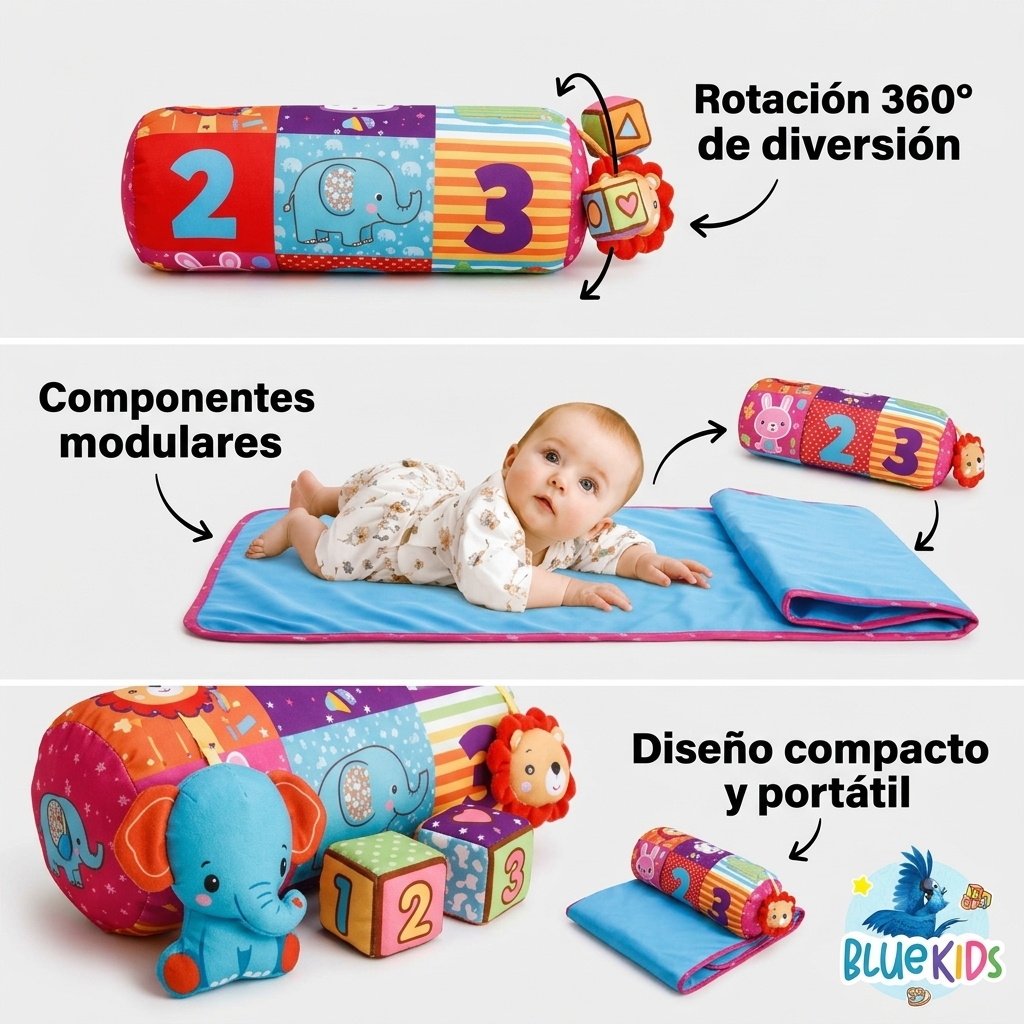 Almohada Tummy Time para Bebé 2 en 1 con Manta Sensorial 3