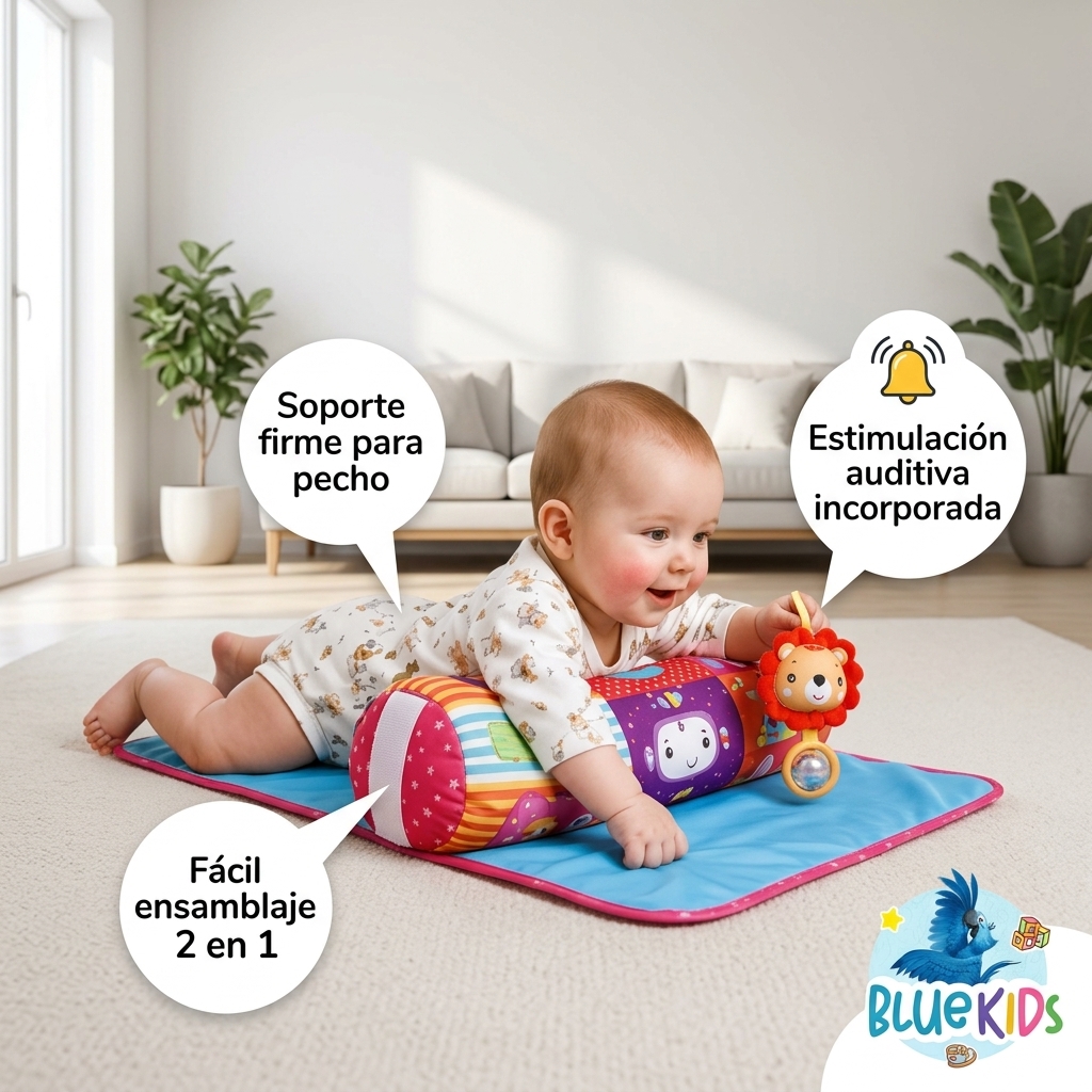 Almohada Tummy Time para Bebé 2 en 1 con Manta Sensorial 6