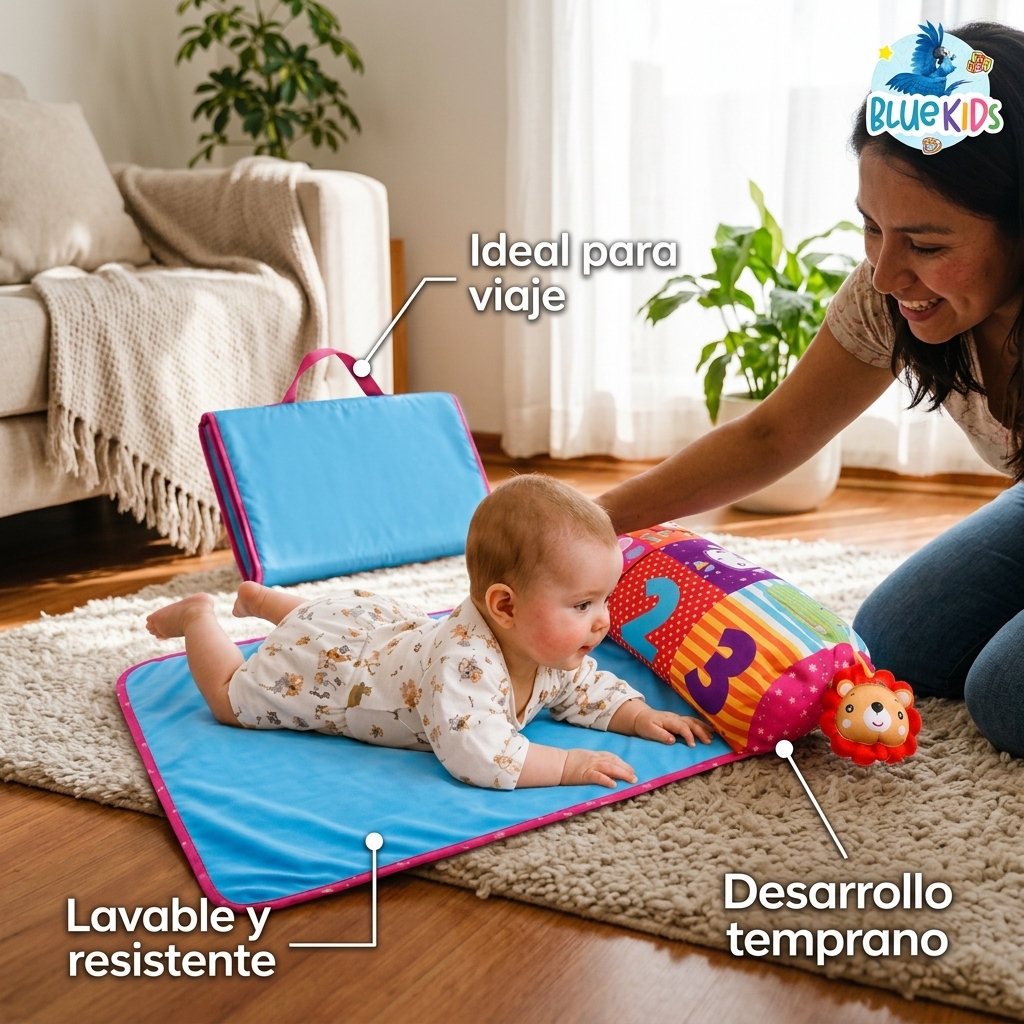 Almohada Tummy Time para Bebé 2 en 1 con Manta Sensorial 10