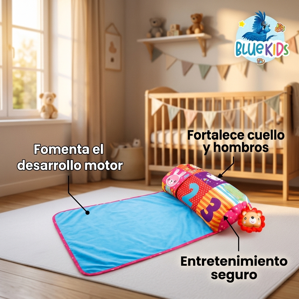 Almohada Tummy Time para Bebé 2 en 1 con Manta Sensorial 8