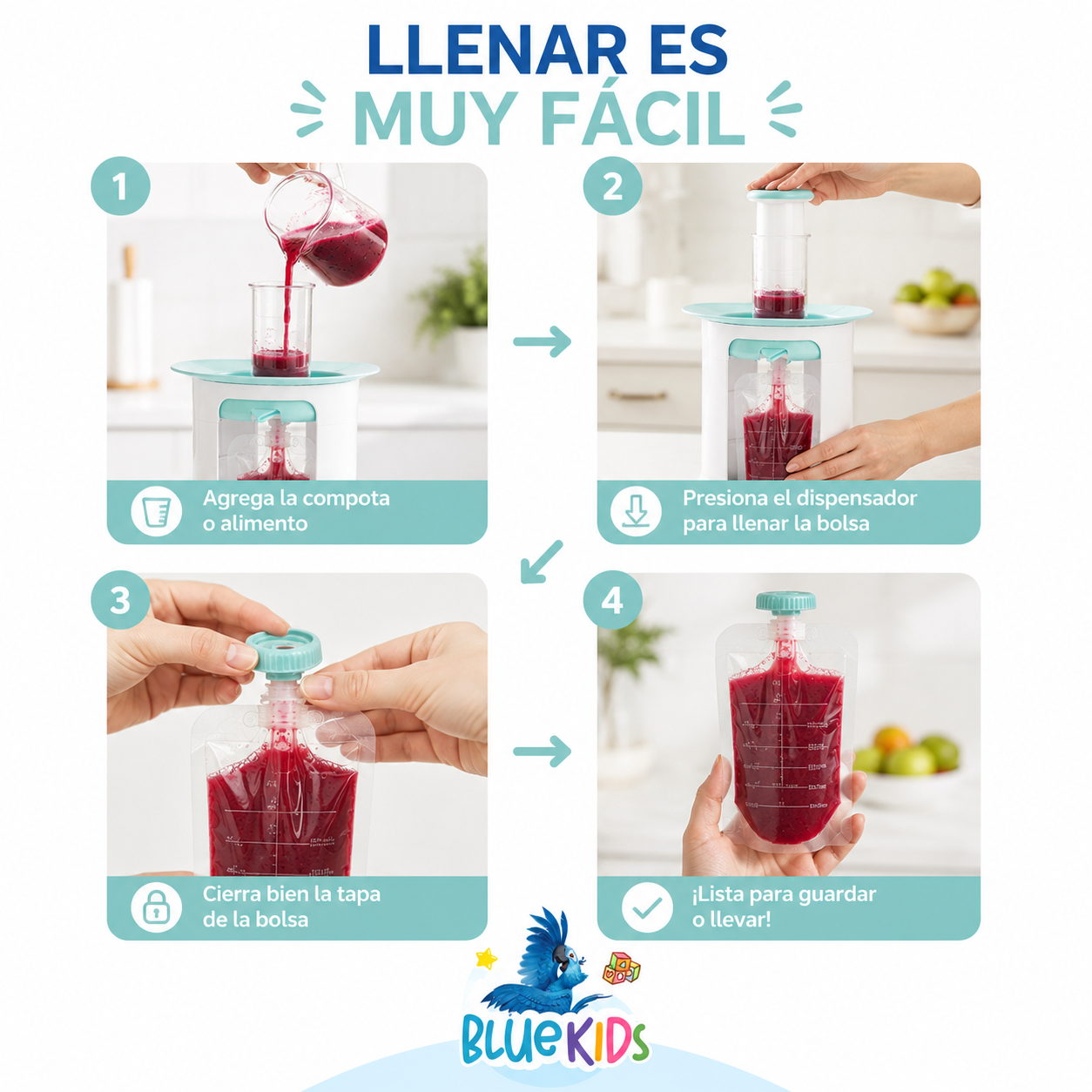 Dispensador de Papillas y Compotas para Bebé + 10 Bolsas 2
