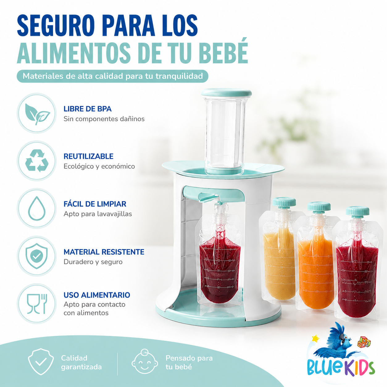 Dispensador de Papillas y Compotas para Bebé + 10 Bolsas 5