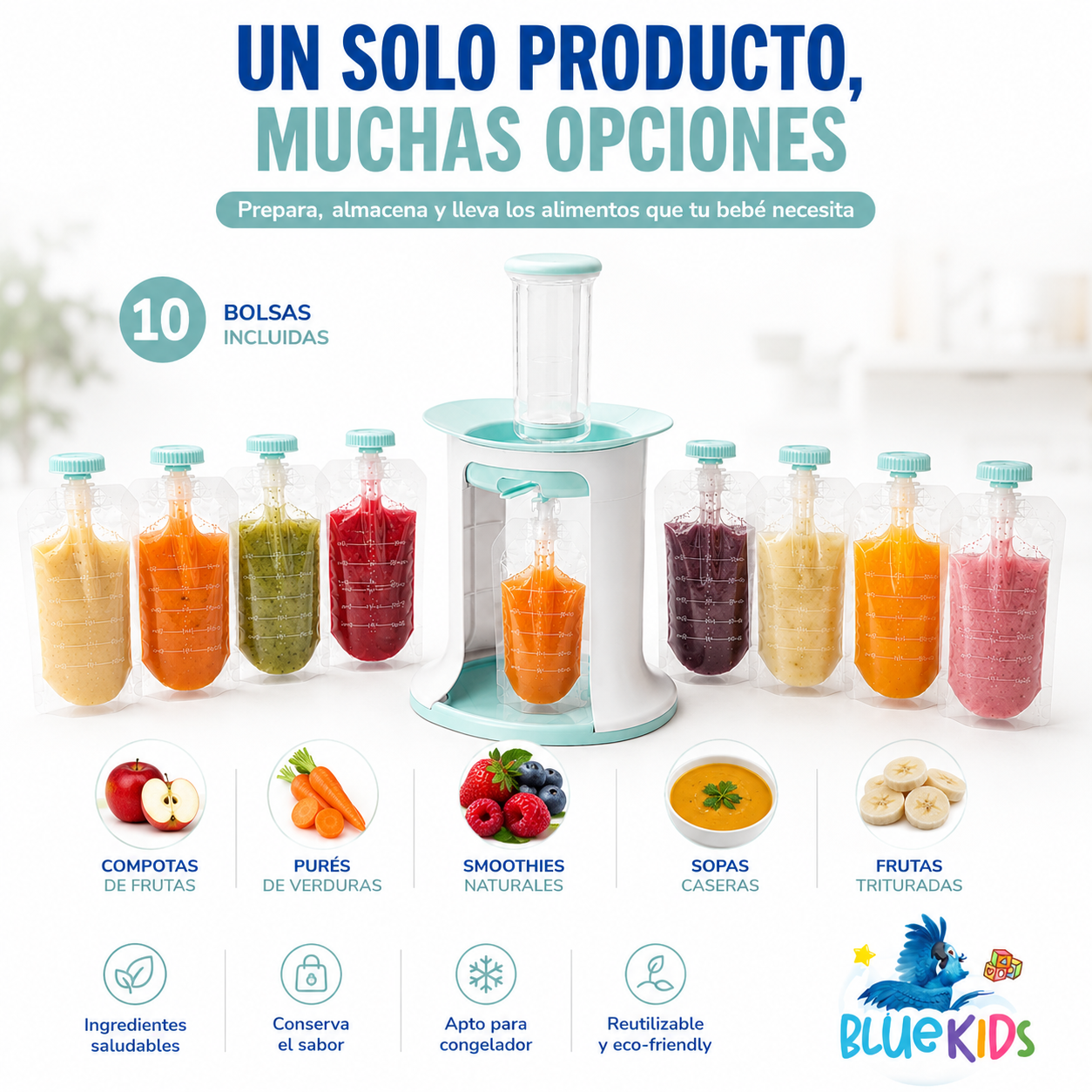 Dispensador de Papillas y Compotas para Bebé + 10 Bolsas 6