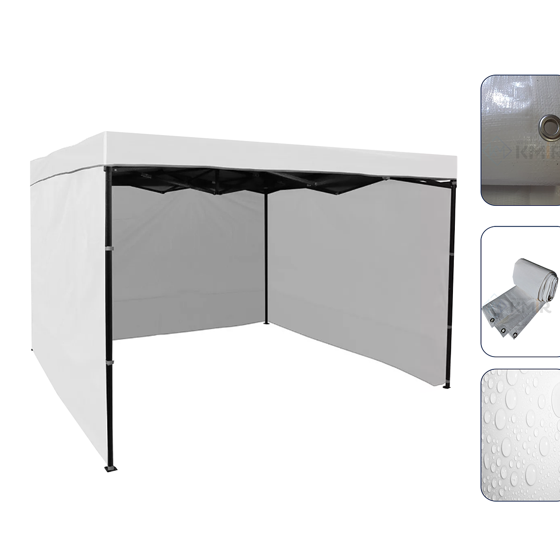 Paredes para toldo Plegable 2x2 con Anillos Metálicos Blanco 1